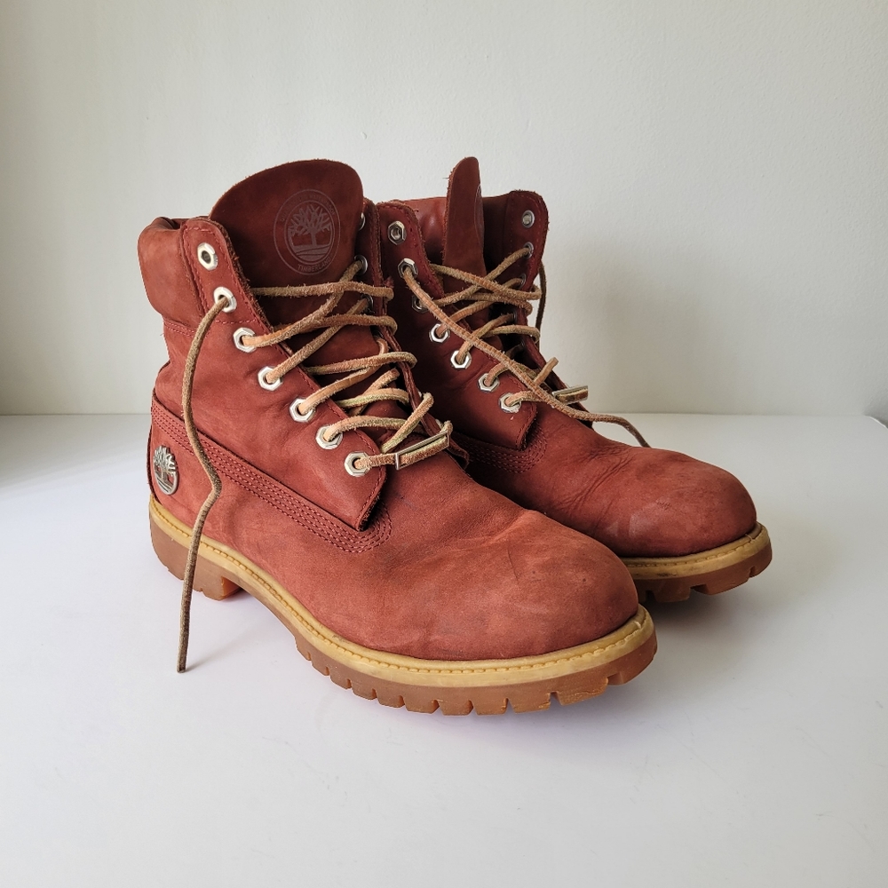Burgundy Timberland Waterproof Nubuck Boots Men's 7.5